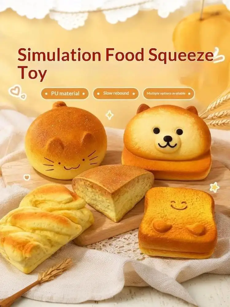 Cute Cat Bread Fidgets Toys Soft Kitty Bread Venting Squeeze Toy Relieve Anxiety Anti Stress Toy For Adults Gift
