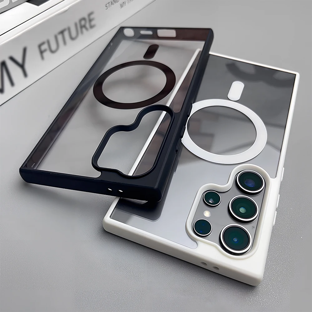 Luxury Acrylic Clear Phone Case For Samsung A37 A57 A07 A56 A55 A54 A36 A25 A26 A16 A06 For Magsafe Charging Shockproof Cover