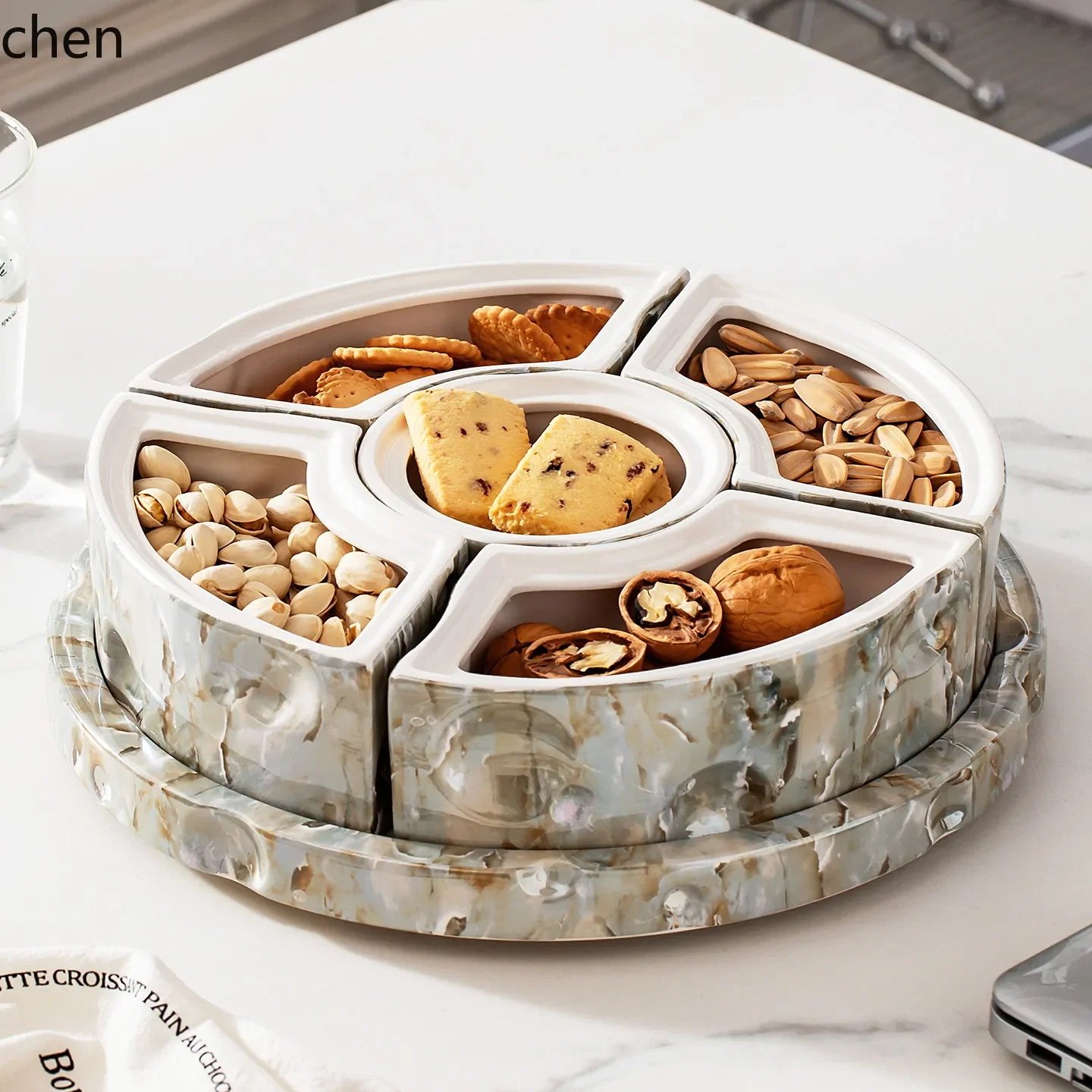 

A8 dried fruit storage box divided with lid candy snack ceramic fruit light luxury