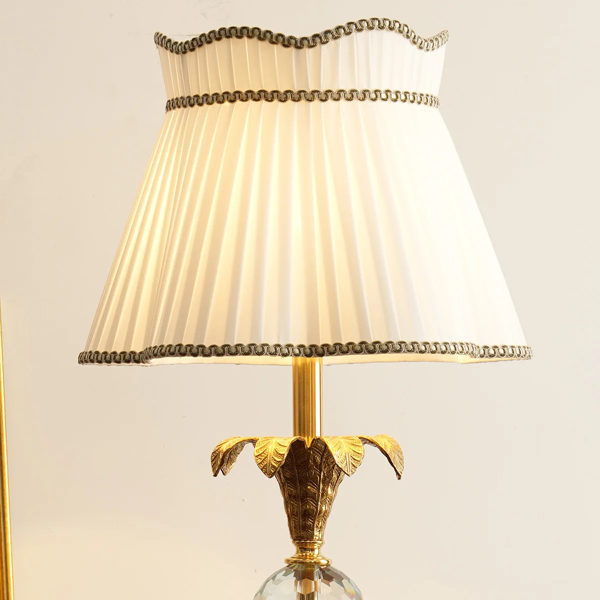 American simple crystal table lamp all copper lamp holder living room bedroom study bedside warm