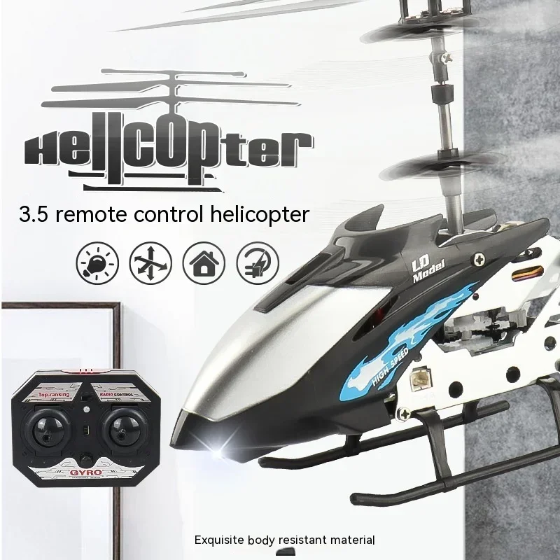 Helicóptero con Control remoto para niños, juguete de aleación de paso 3,5, resistente a caídas, con luces, carga Usb, modelo de avión con Control remoto