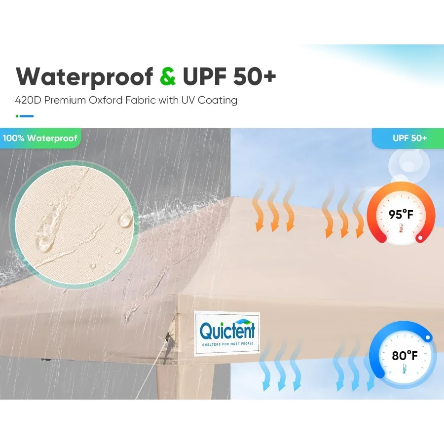 خيمة بمظلة منبثقة مقاس 10 × 20 مع سهولة الإعداد وحقيبة تخزين بعجلات للاستخدام التجاري والمناسبات الخارجية وحفلات التخييم والسوق