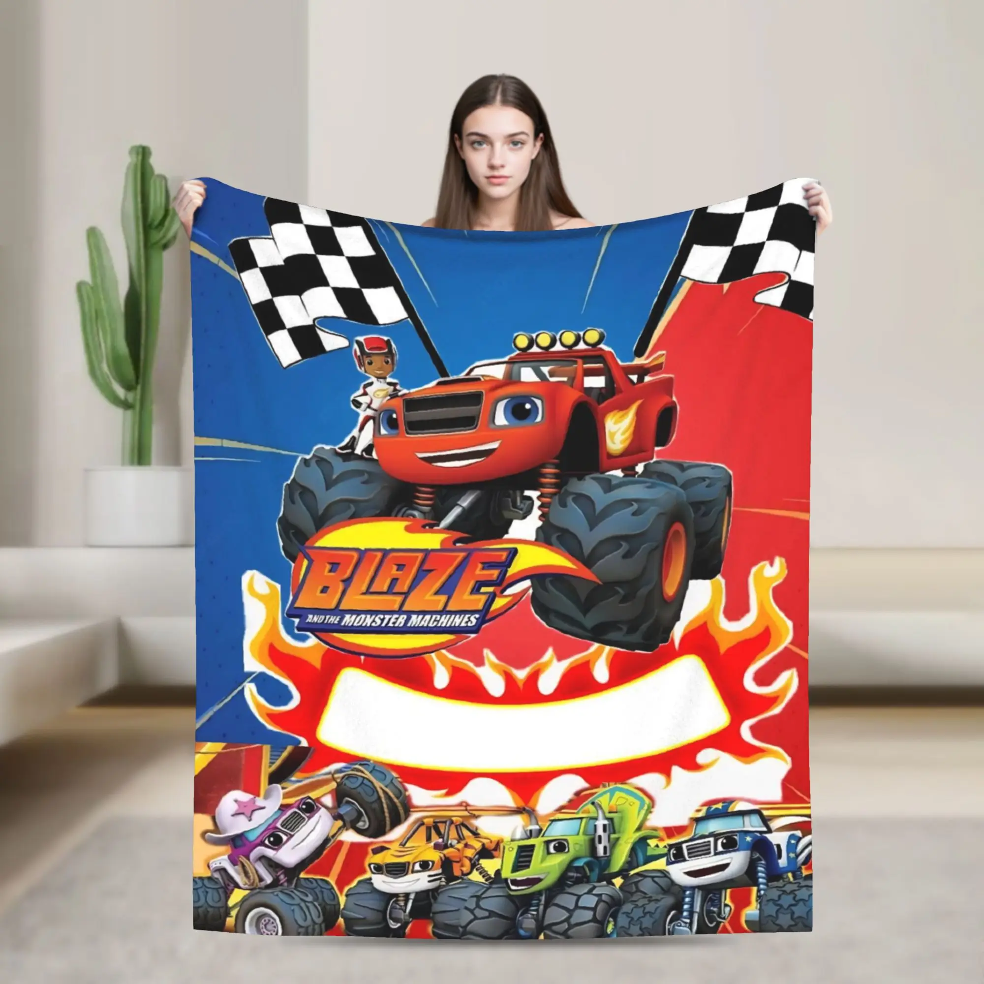 Super Soft Blaze and the Monster Machines Throw Blanket Premium Fleece Flannel Lightweight  Bed Blanket Cozy Warm Blankets