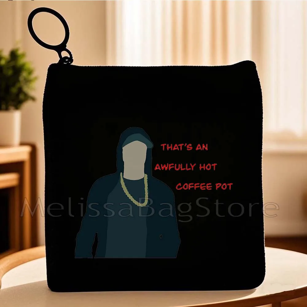 Eminem Rap God Horns The Death of Slim Shady Rabbit Music Fan Gifts Canvas Coin Purse Bag Small Square Key Card Bag Wallet Pouch