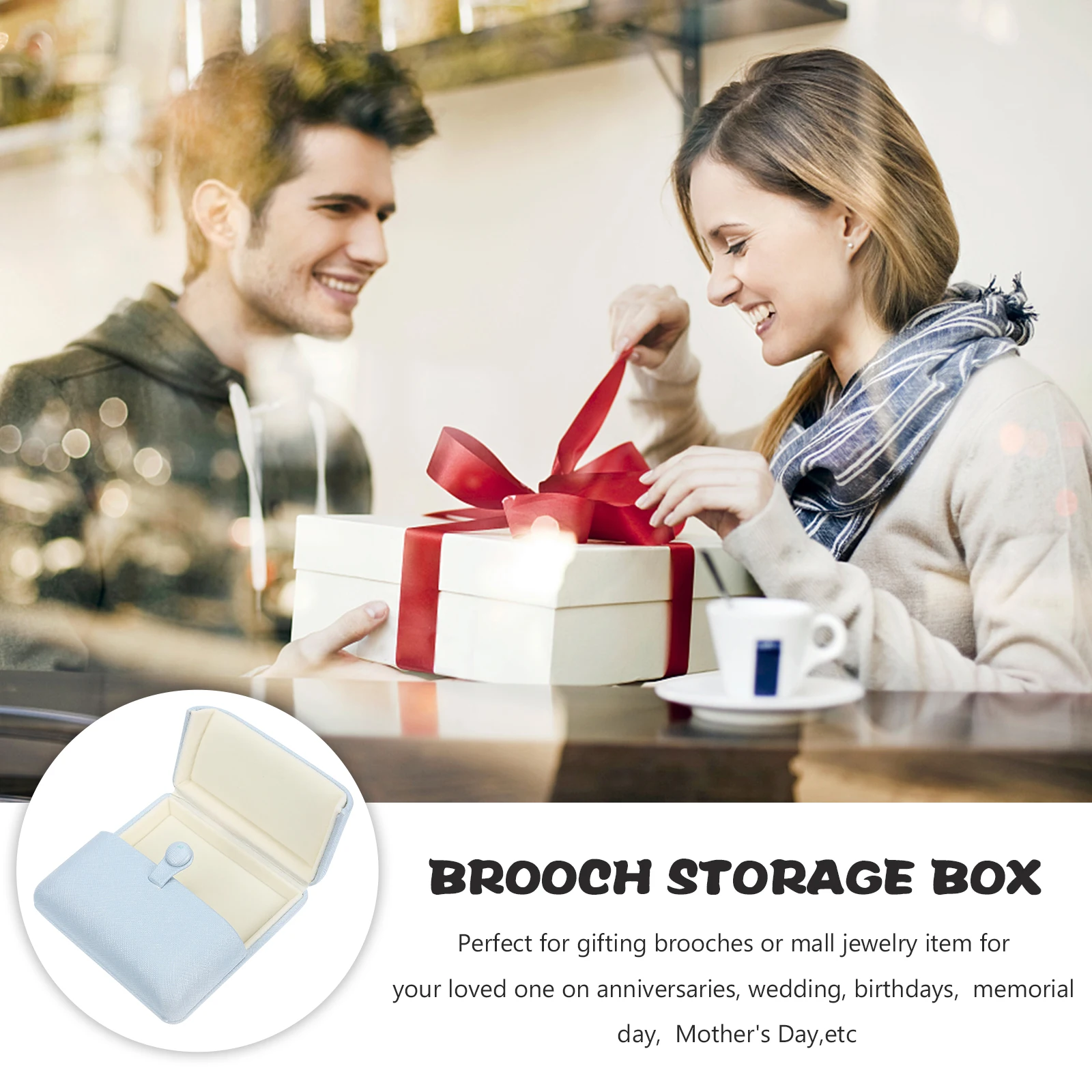 

Mini Brooch Storage Box Light Blue Grid Pattern Pin Badge Display Case Lapel Jewelry Gift Boxes Durable Protective Container