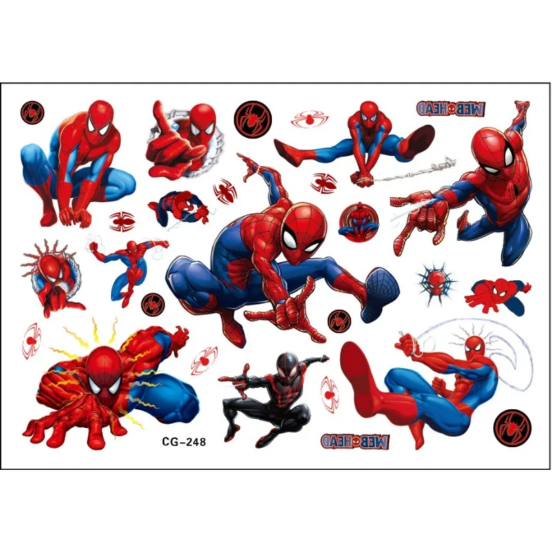 Marvel Spider Man Tattoo Stickers Anime Figures Kids Cartoon Sticker Cute Birthday Party Tattoo Stickers Water Transfer Stickers