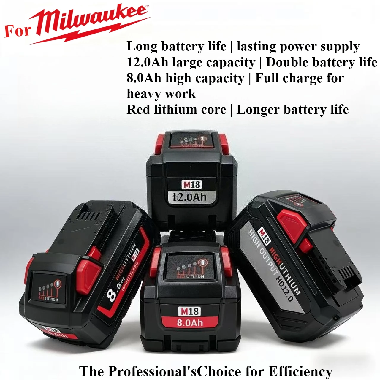 

Fit Original Milwaukee Battery 18V 8AH M18HB8，21700 high-function battery,5AH 6AH 12AH，M12-18FC Charger，48-11-1850 48-11-1840