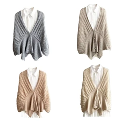 New Shawl Cape for Jacket Lady Woolen Overcoat Cape Warm Ponchos For Women