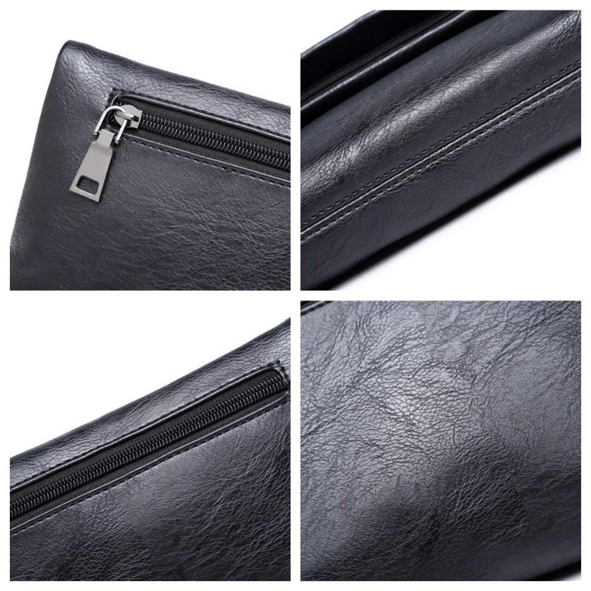 New Men Fold‑Over Clutch Bag Large Capacity Zipper Closure Handbag Business Envelope Purse for Office Daily Business Occasions view 5