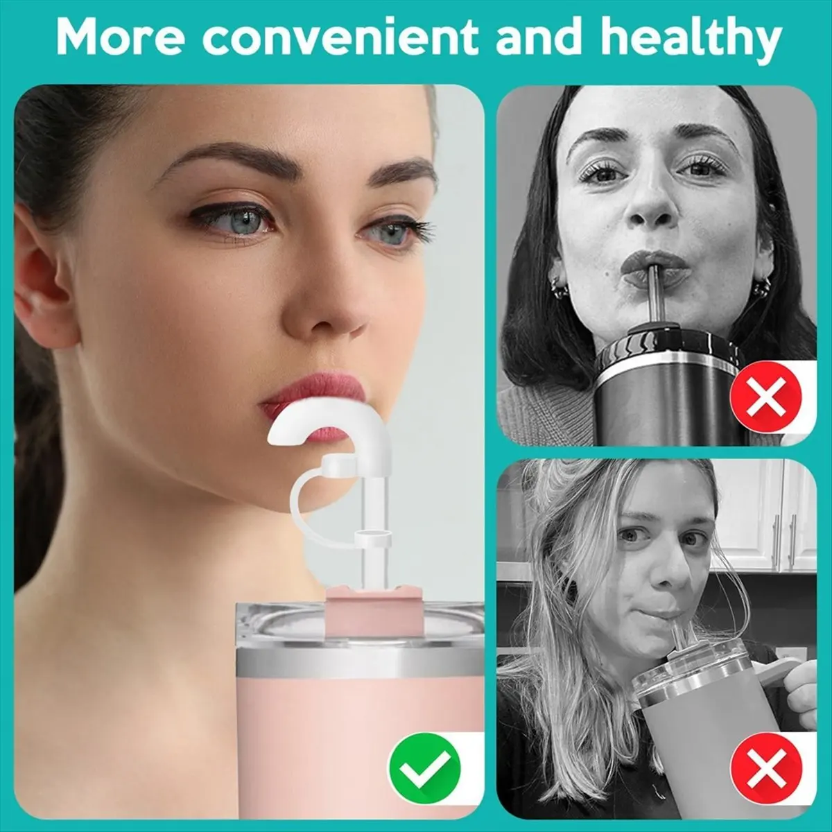 A78I 4PCS Anti-Wrinkle Straw Topper Compatible for Tumbler,Reusable Silicone Straw Stopper with Cover,Sideways Suck