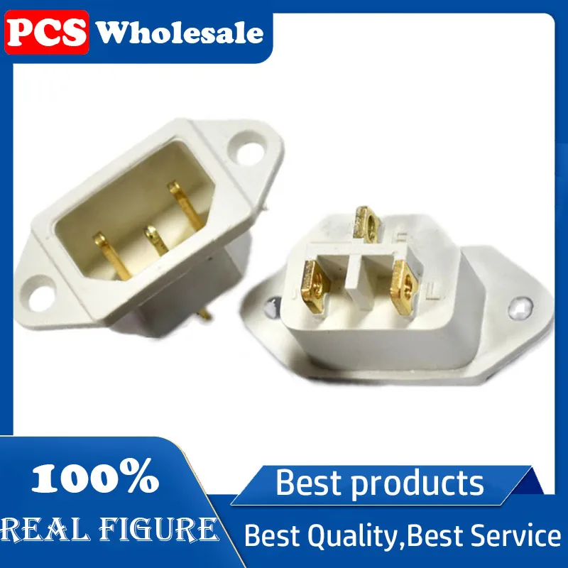 Ac-04e Copper thickened straight pin welded wire AC power socket with ear mounting holes in the socket