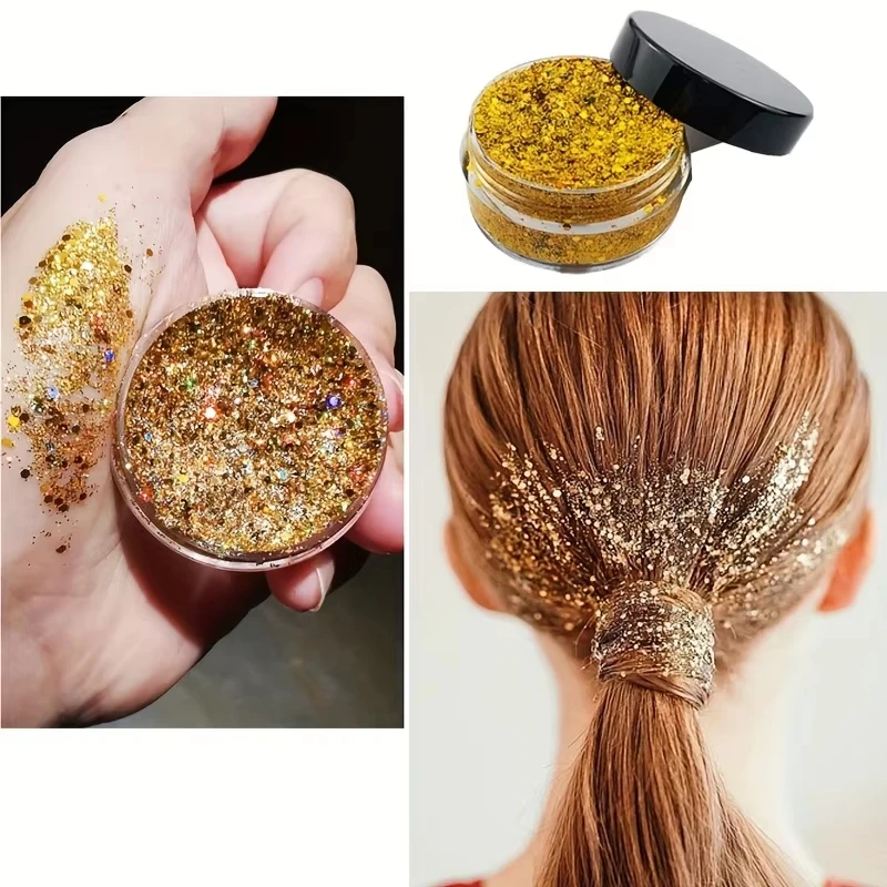 10g Flash Glitter Powder Hair Glitter Radiant Glitter Eye Makeup Glitter Stage Performance DIY for Hair Body for Music Festival
