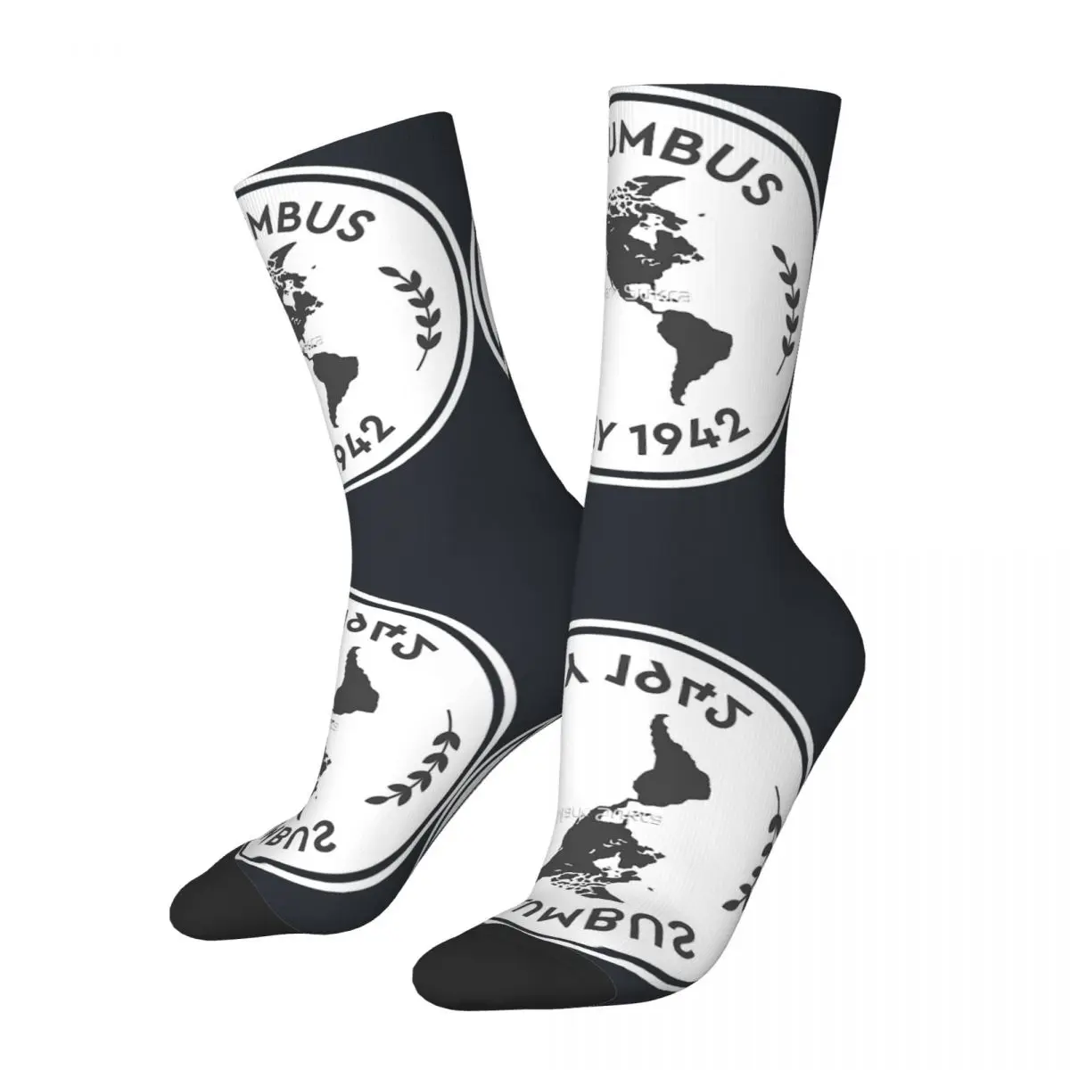 Crazy compression Columbus Day USA America Holiday Gift Idea Classic Sock for Men Harajuku Columbus Day Pattern Crew Sock