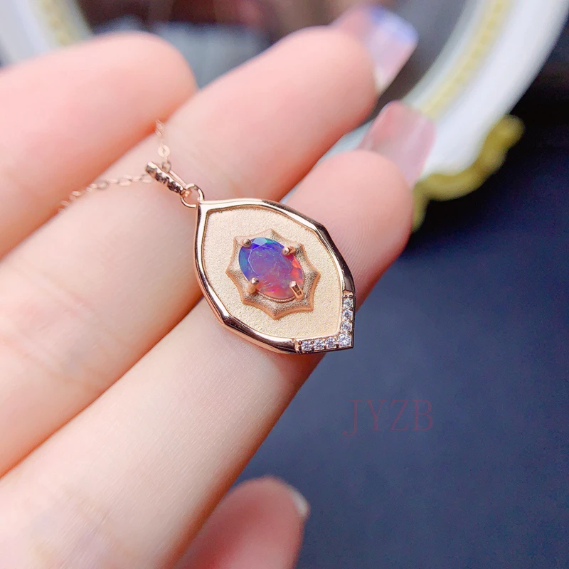 Natural dazzling Opal sterling silver necklace light luxury fashion women's seiko niche Instagram gift to girlfriend