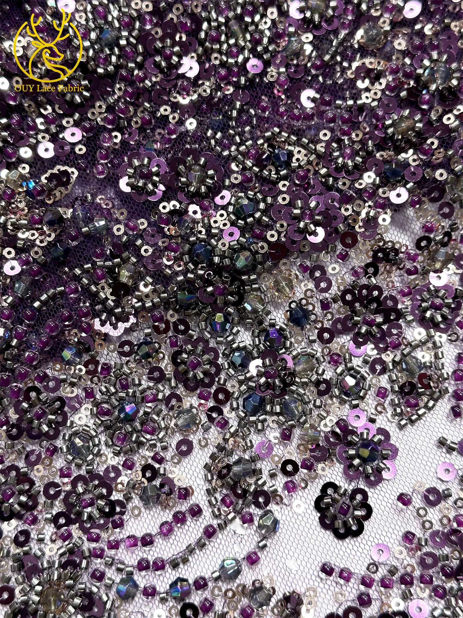 Schwarzer Luxuriöser Afrikanischer Handgefertigter Schwer Perlenverzierter Pailletten-Spitzenstoff 5 Yards Luxuriöser Französischer Tüll-Spitzenstoff für Partykleider – Detail 30