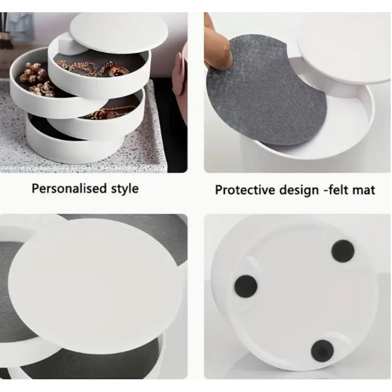 قطعة واحدة من منظم سطح المكتب متعدد الطبقات - لإكسسوارات الشعر والمجوهرات وصندوق الغرور مع غطاء - مجوهرات مقاومة للغبار