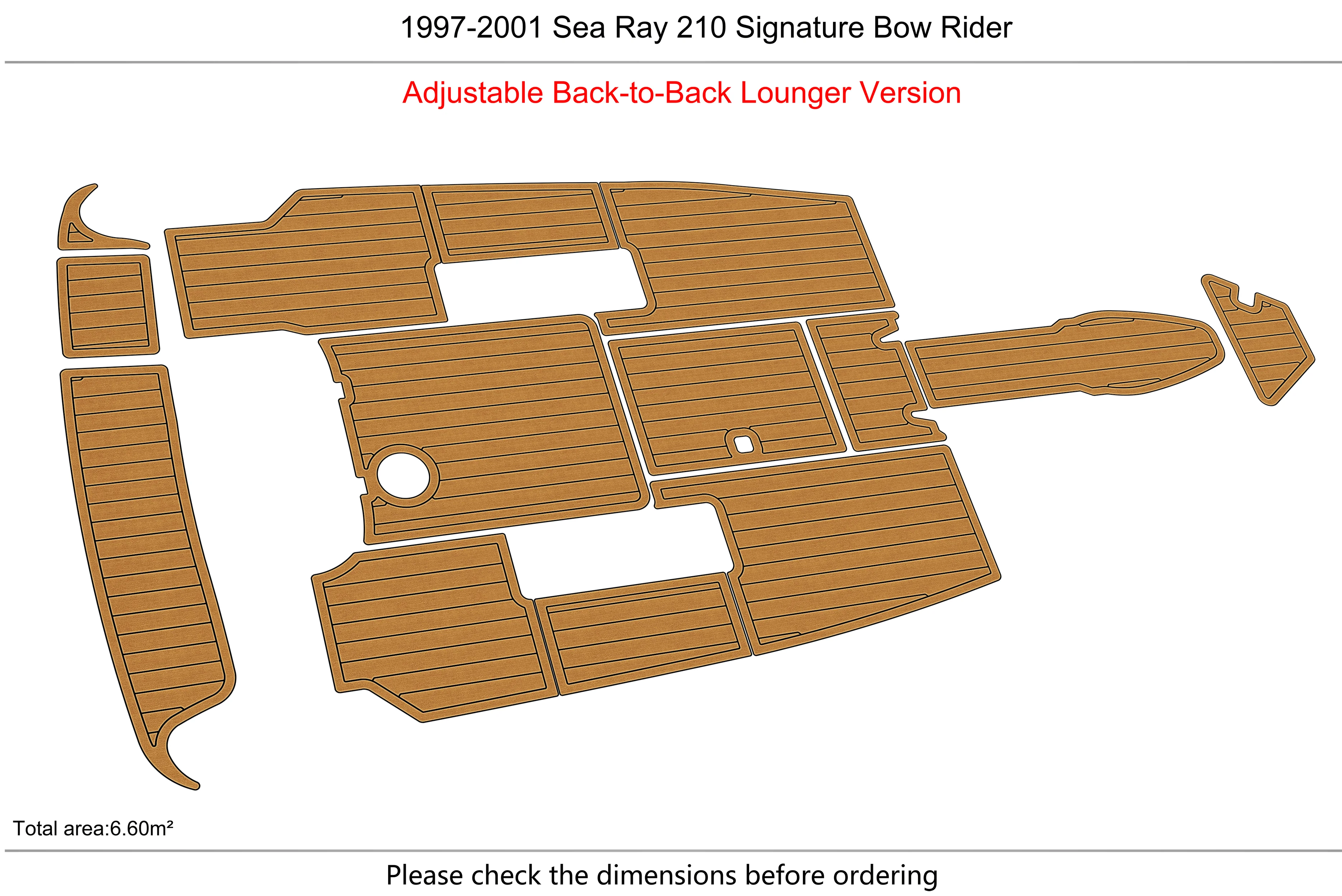 Non-Slip EVA Faux Teak Marine Mat Self-Adhesive 6mm Yacht Cockpit Pad for 1997-2001 Sea Ray 210 Signat Boat Decking Easy Install
