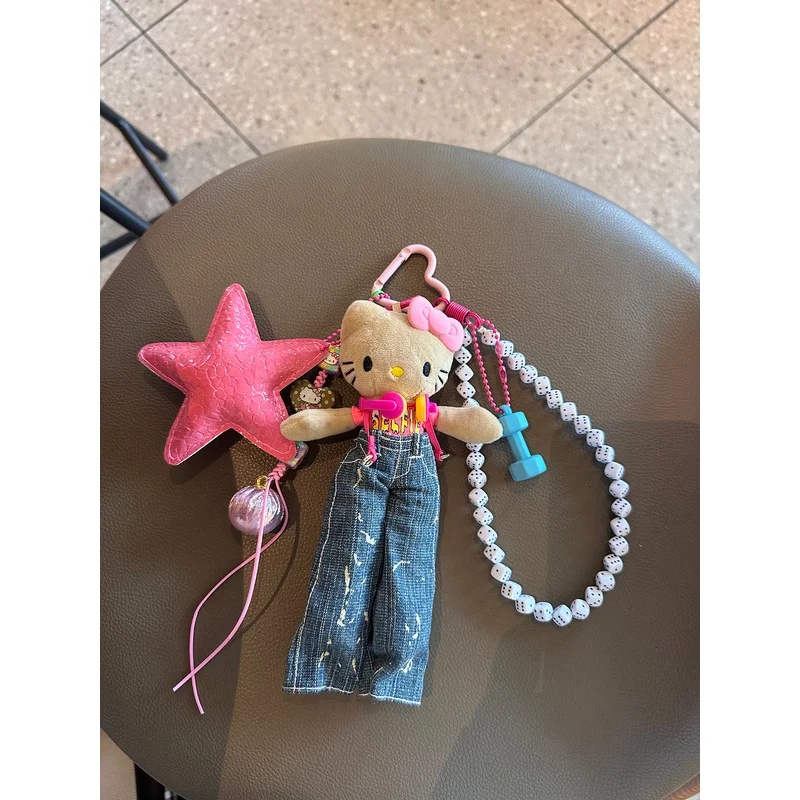 

15CM cartoon Hello Kitty long legs plush doll keychain PP cotton stuffed doll pendant cute bag packaging decoration gift