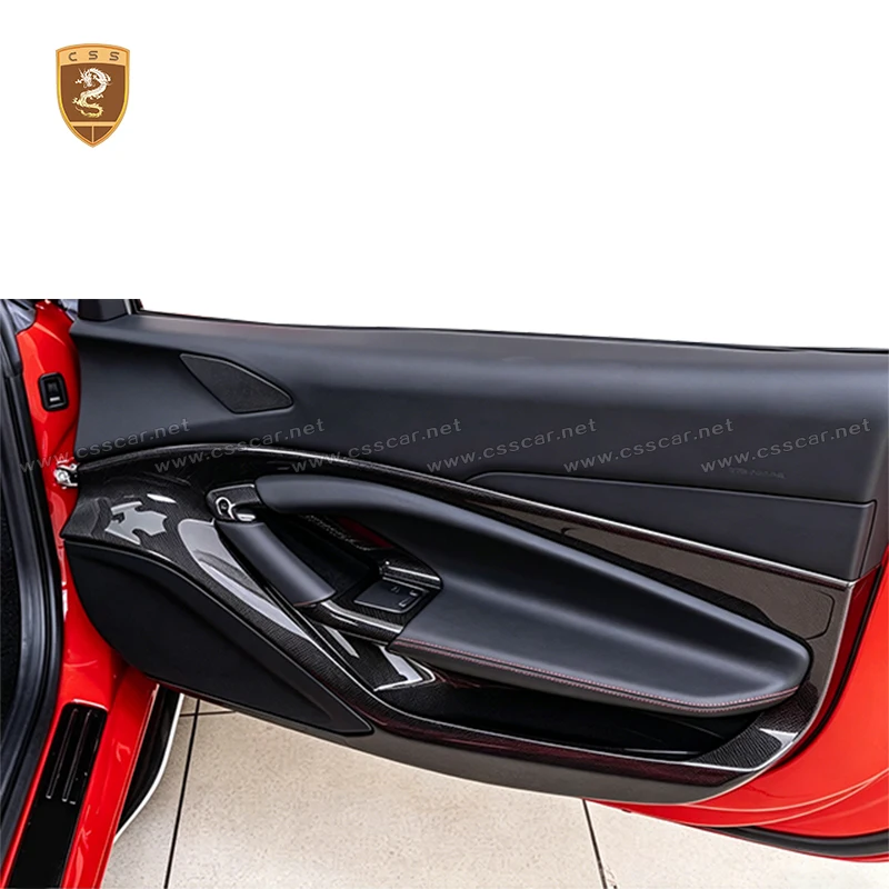 Real Dry Carbon Fiber Interior Vehicle Door Panel Cover For Ferrari  F8 OEM Style 2Pcs Car Replacement Bodykits