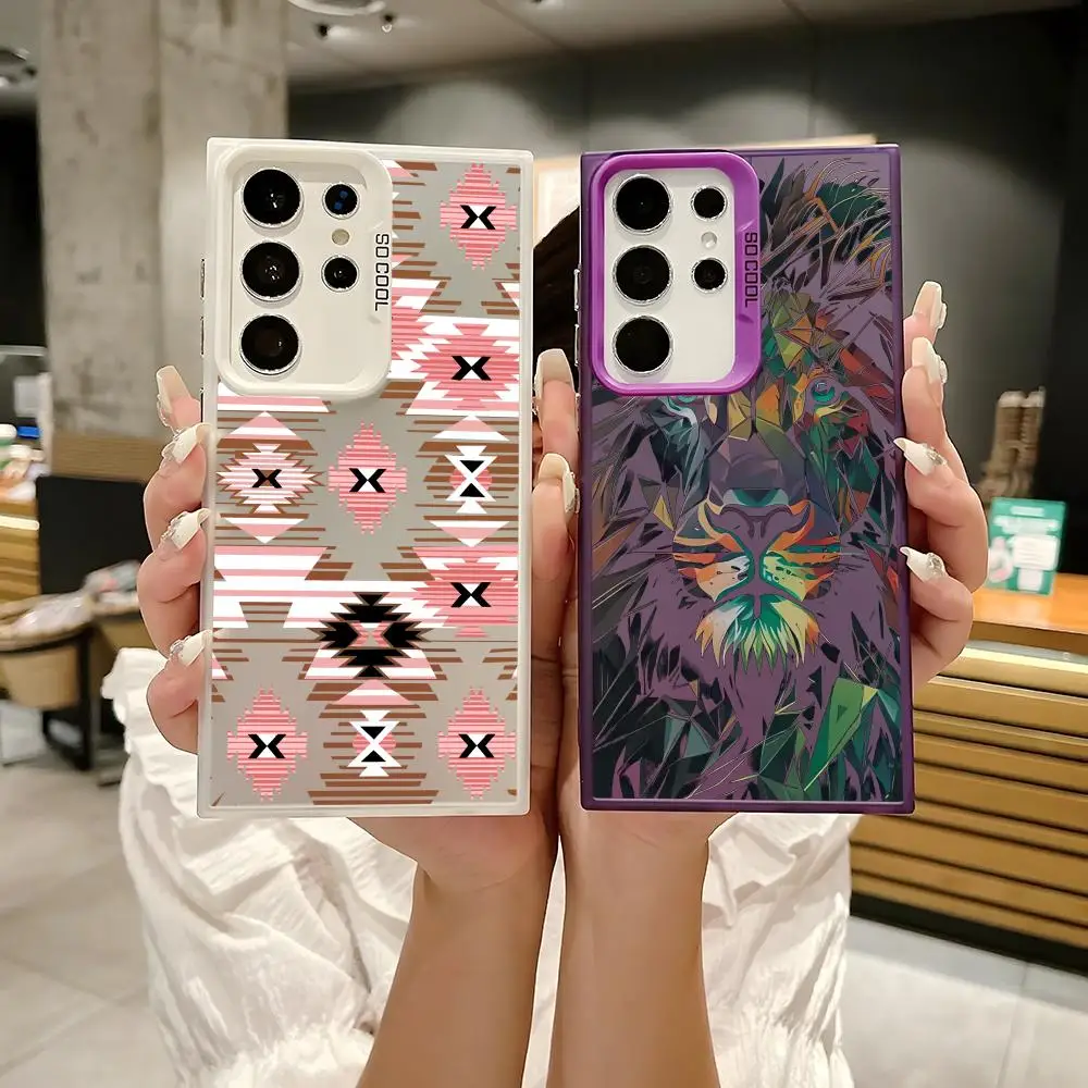 Jungle lions Phone Case Laser Matte Case for Samsung S25 S24 S23 S22 S21 Ultra Plus Shockproof Hard Back Cover
