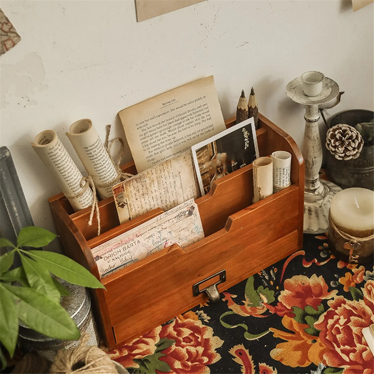 Boîte de Rangement de Bureau, Masques et Fichiers, Finition T1, Carte Japonaise, Livre d'Images, Papier A4 T1