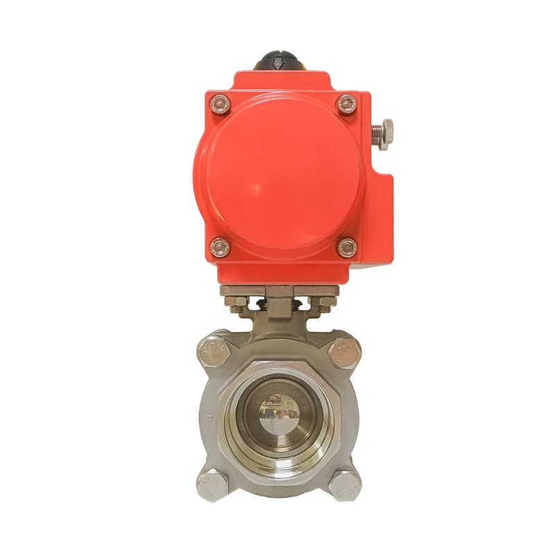 1/2" 3/4" 1" 2" dreiteiliger pneumatischer Kugelhahn mit hoher Plattform, Edelstahl-Innengewinde Q614F-16P, doppeltwirkend – Detail 6