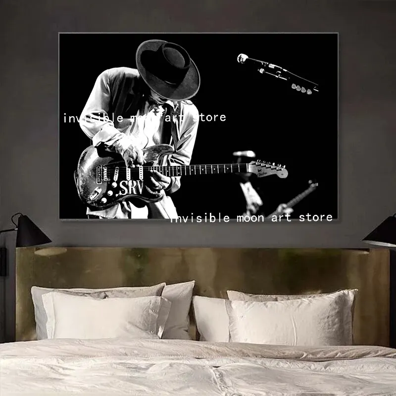Stevie Ray Vaughan 기타 아트 포스터 캔버스 인쇄 팝 블루스 음악 벽 장식 팬 룸 홈 장식 음악가 캐릭터 페인트
