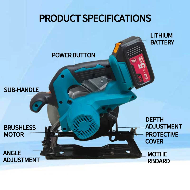 Authoritative brushless rechargeable 7-inch electric circular saw, lithium battery woodworking cutting machine, portable disc sa