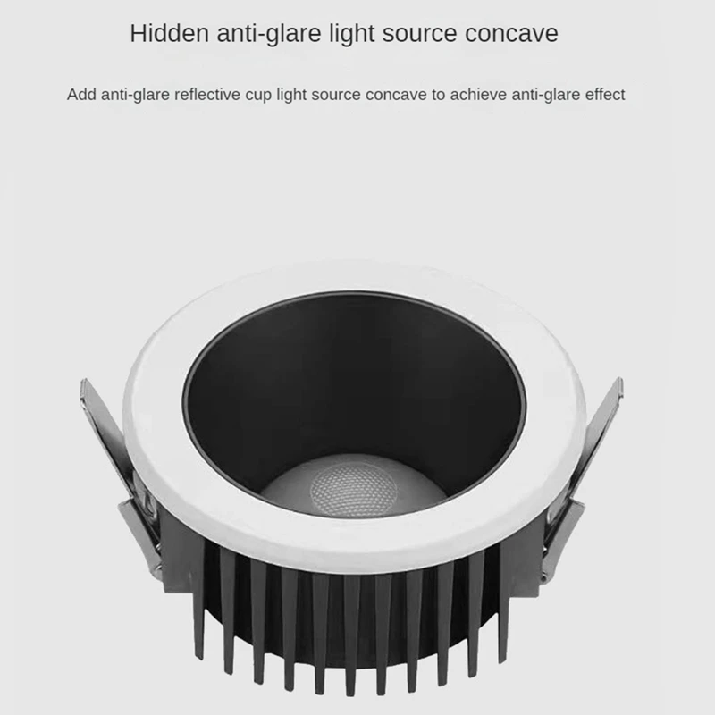 Anti-Glare Led Reflector Spotlight Narrow Embedded Ultra-Thin 12W Led COB Downlight For Dining Corridor Room Lighting