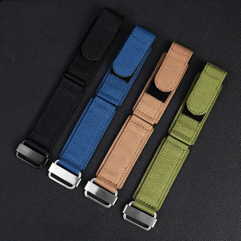 For Bell Ross BR Panerai Pam111 Stainless Steel Buckle Hook and Loop Fastener Rugged Nylon Convenient Men Watch Band 22 24mm