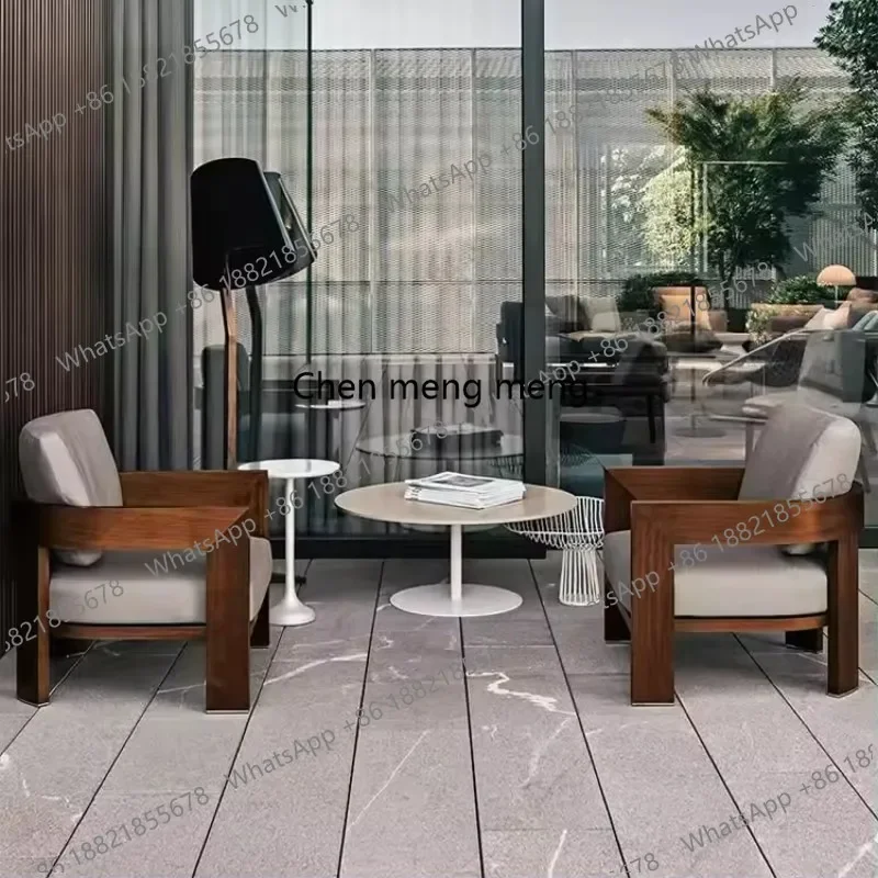 

E182 Modern Luxury Hotel Outdoor furniture Set patio sofa wood Outerside Teak garden sofa
