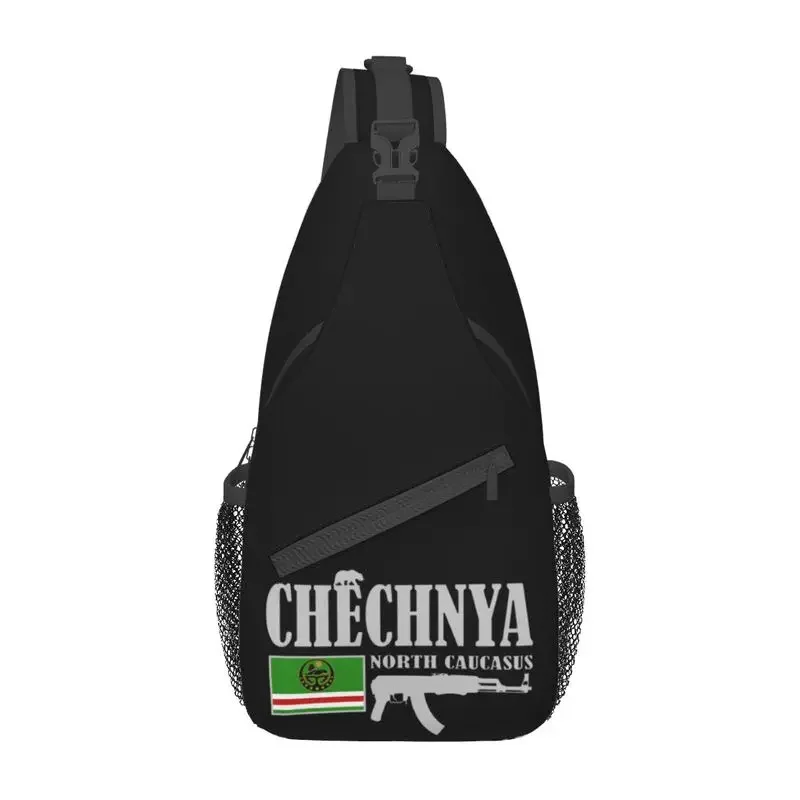 Cool Chechnya Fighter Crossbody Sling Backpack Men Chechen Flag Shoulder Chest Bag for Travel Cycling