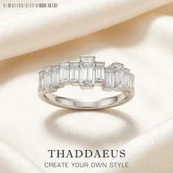 Ring White Stones Baguette Cut Europe Style Glam Fine Jewelry For Women,2022 Brand New Gift In 925 Sterling Silver