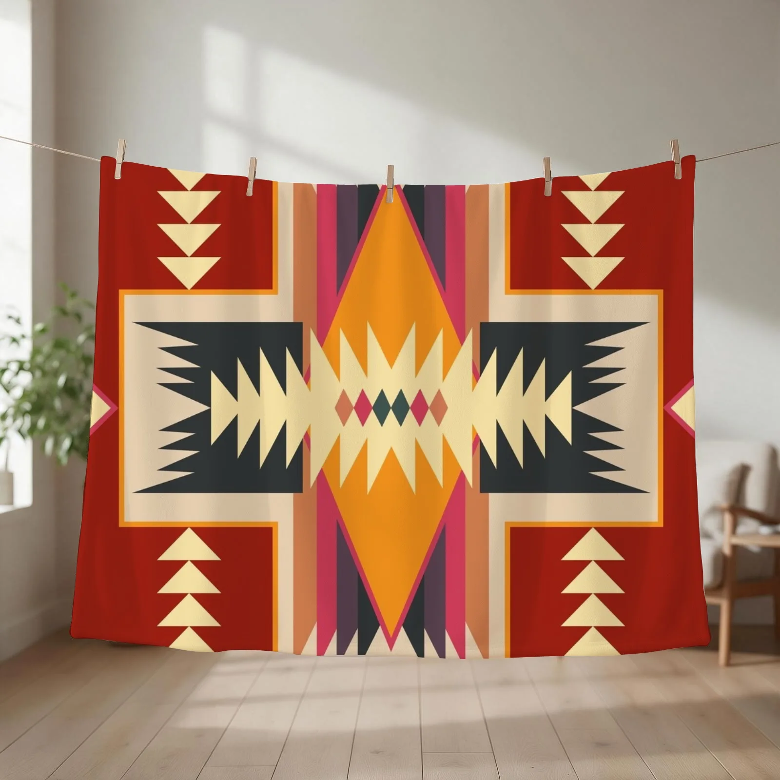Navajo Design Eight Throw Blanket couch cozy soft plush fuzzy picnic outdoor blanket