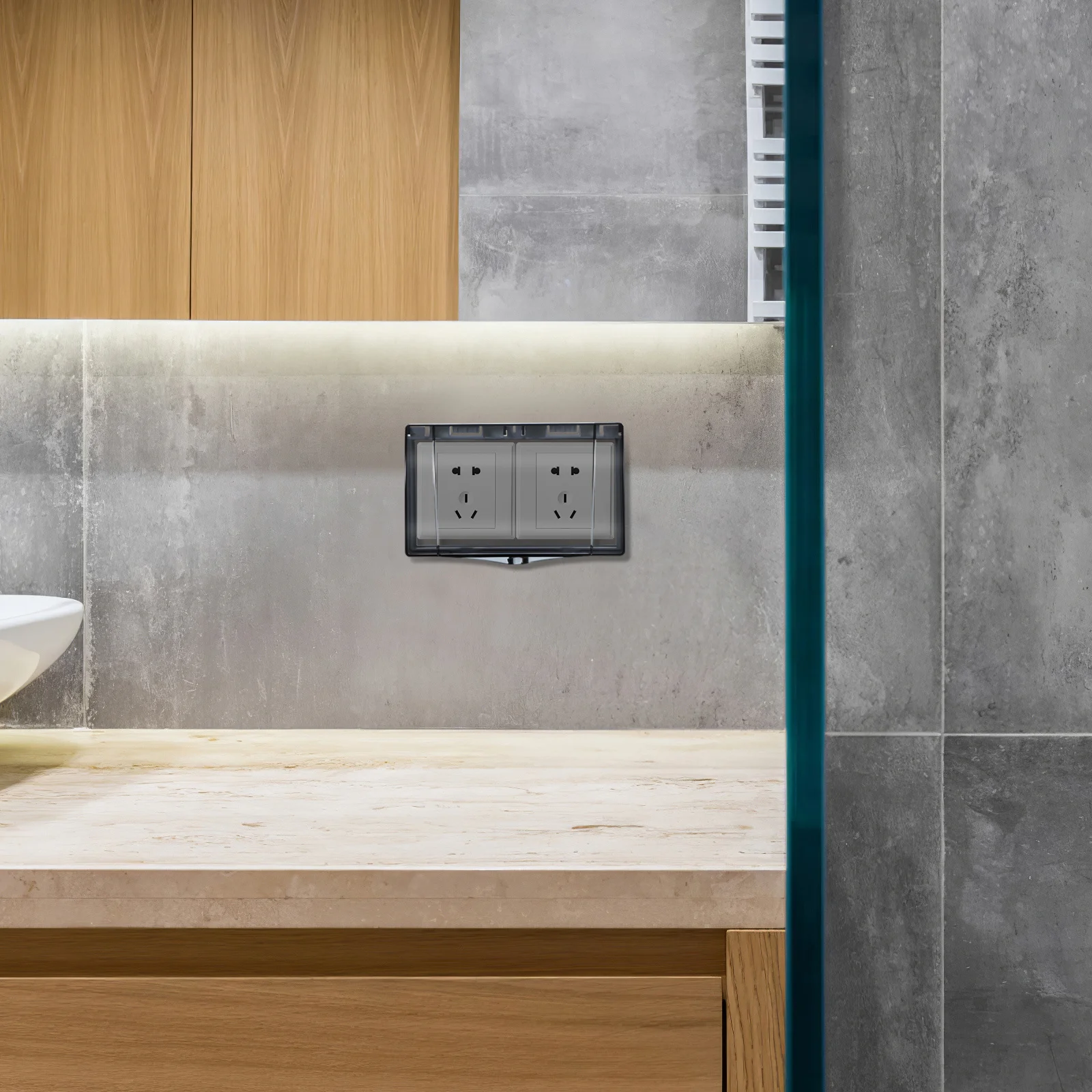 غطاء منفذ مقاوم للماء لاصق الحمام مقبس الحائط حامي الغبار غطاء وعاء كهربائي للسلامة المنزلية #3