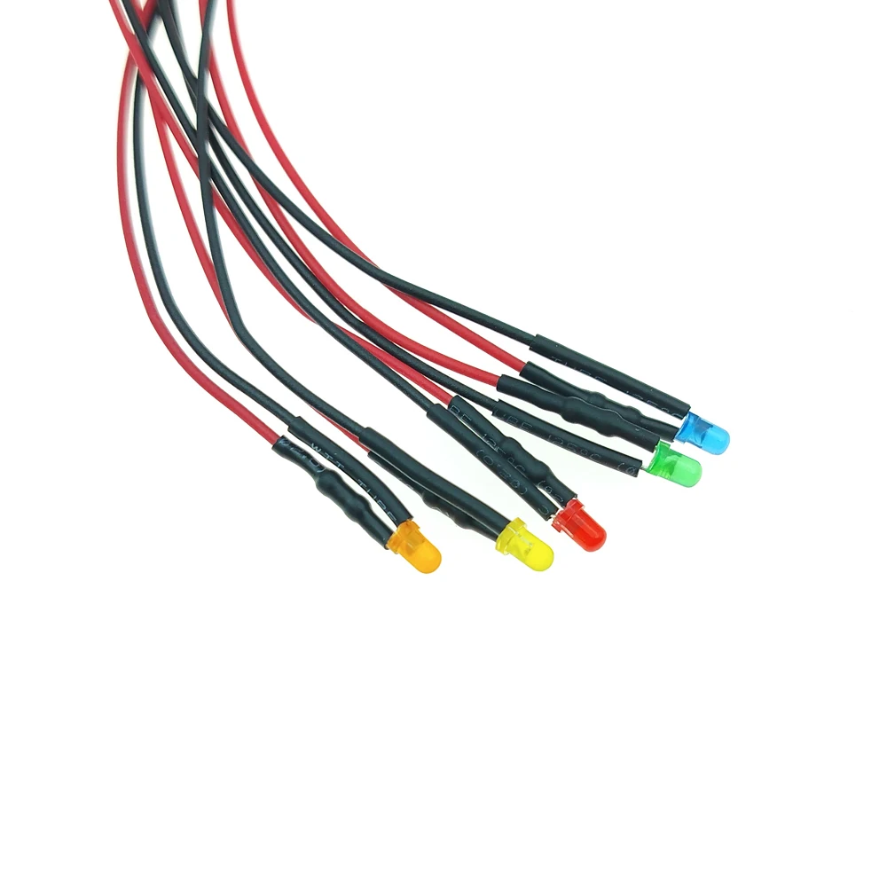 Kit de diodes Shoous pré-câblées, source de lumière bricolage, indicateur de perle, ampoule LED, tête circulaire de 3mm, 20cm, 5V-12V, décoration Shoous