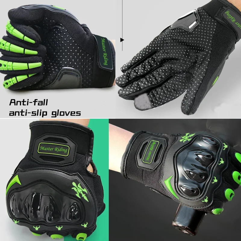 Guanti touch screen da moto Guanti protettivi traspiranti per sport all\'aria aperta con dita intere Equitazione Dirt Bike Guanti protettivi da corsa