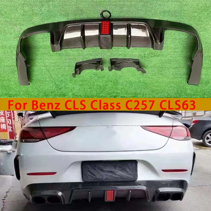 For Mercedes Benz CLS Class C257 CLS53 CLS63 Carbon Fiber Back lip Car Rear Bumper Diffuser Splitters Spoiler Car Accessories