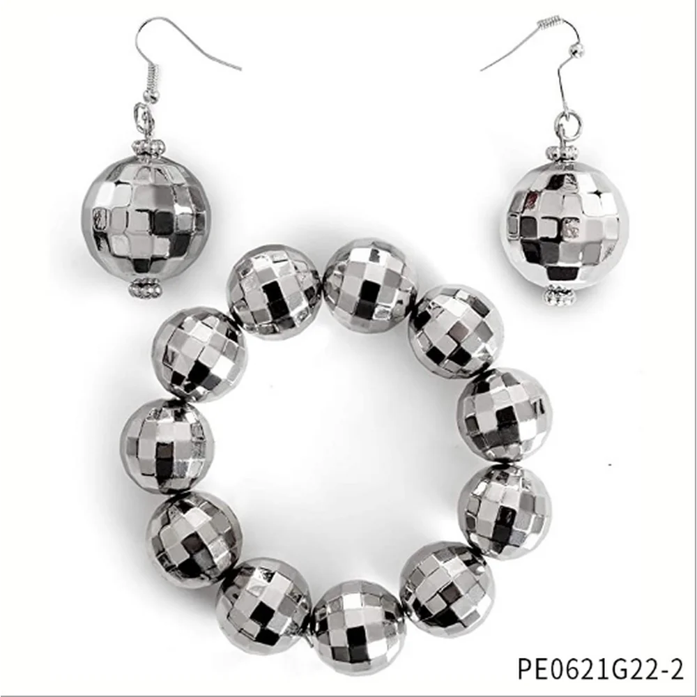 Disco Costume Acessórios Set, Disco Ball Brincos, Colar, Pulseira, Headband, Óculos de sol, Anos 70