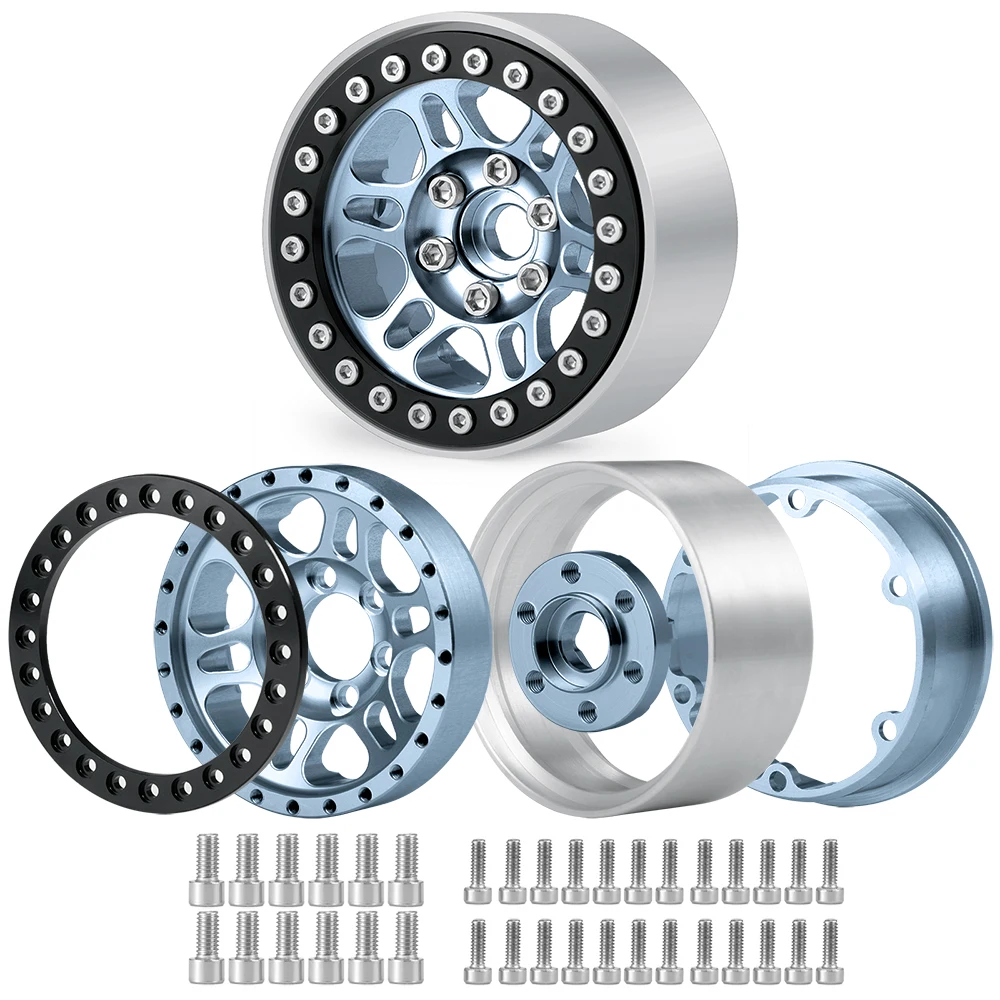 AXSPEED Aluminum Alloy 1.9 Beadlock Wheel Rim Hub for 1/10 RC Crawler Car Axial SCX10 90046 TRX4 Bronco Defender Upgrade Parts