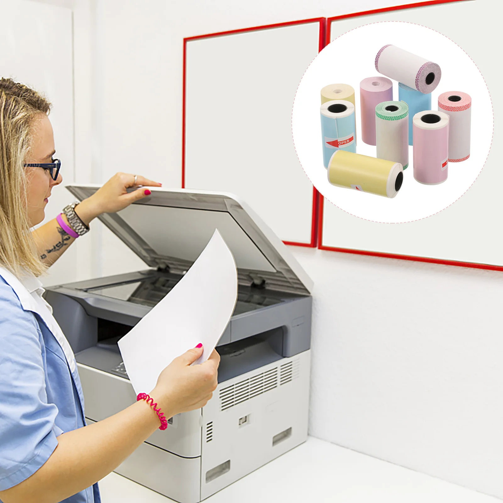 9 Rolls Meow Machine Heat Sensitive Thermal Paper Stickers Printer Labels Self Adhesive