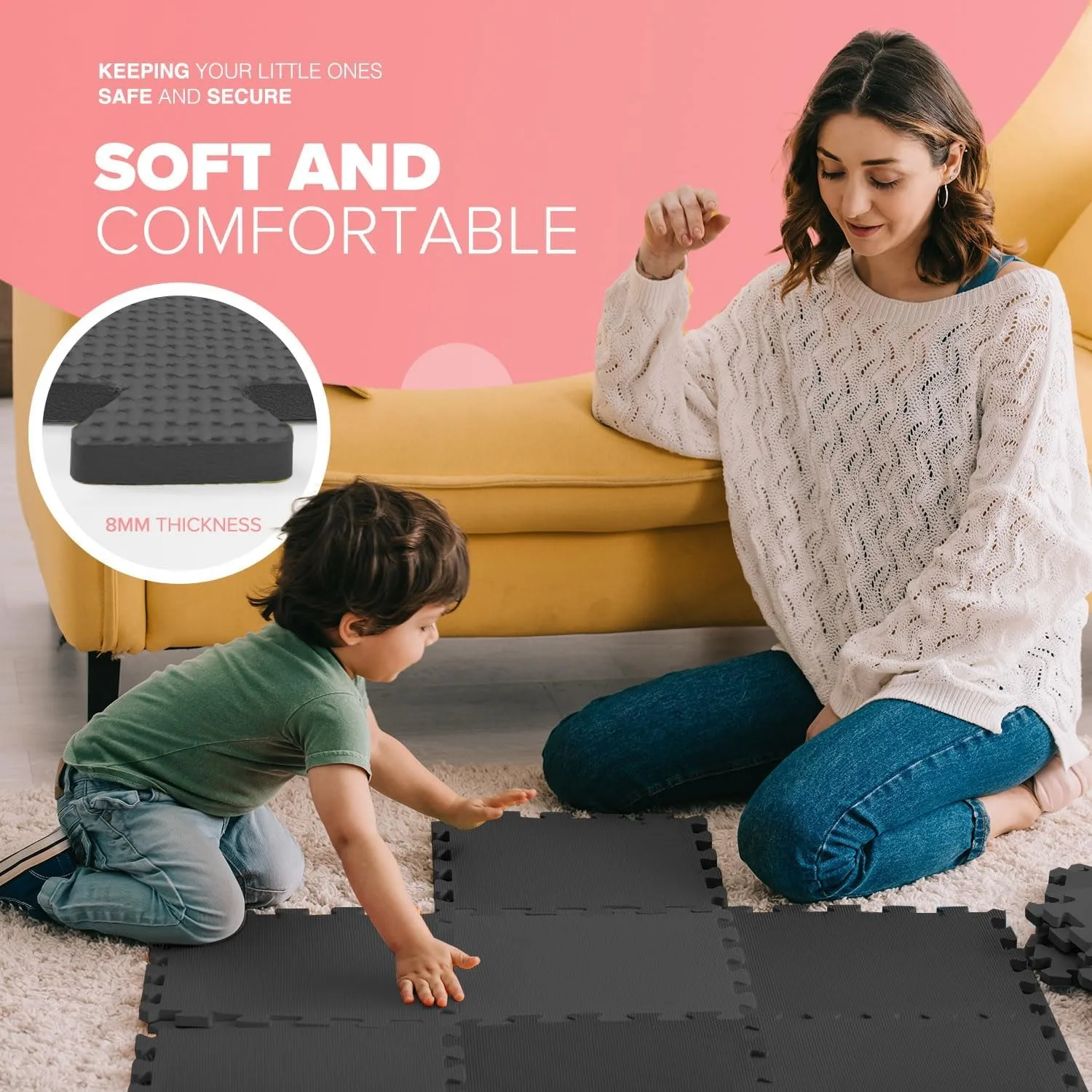 10Pcs Baby Play Mat B1 Flame Retardant Material Child Safety Protection Carpet Suitable for Living Room Bedroom Children's Room
