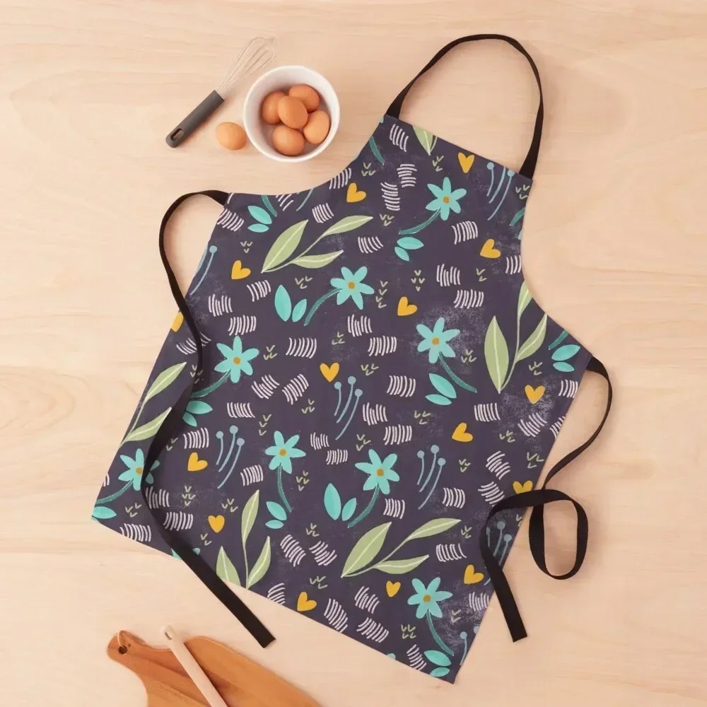 

Blue flowers in the garden - brown background Apron Kitchen Front For Women Woman Kitchen Apron