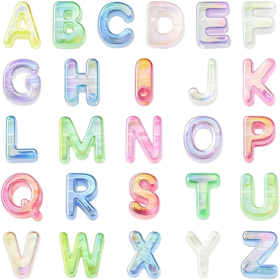 26 22mm European letter beads, including 1 A-Z letter and 2 random letters, suitable for DIY production at birthday parties