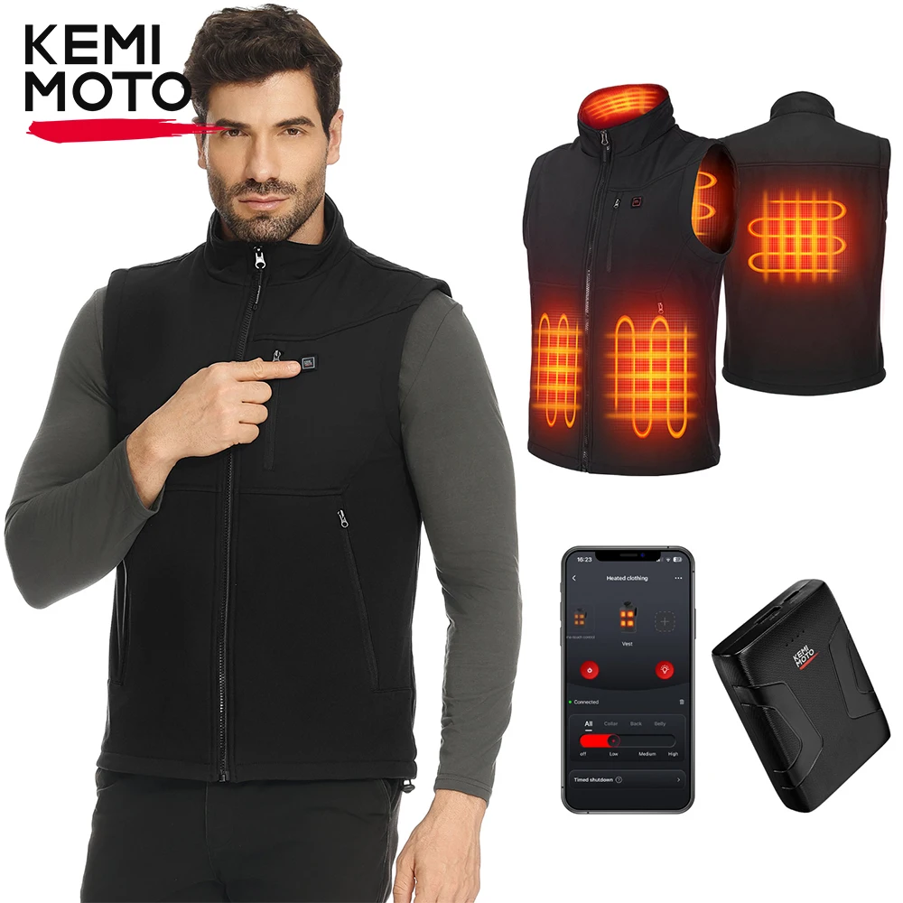 Unisex beheizte Weste CE elektrisch mit 10000mAh Akku USB-Heizjacke 6 Zonen Leichte Thermounterwäsche für Winter Motorradfahren Skifahren Wandern Camping Radfahren Snowboarden Outdoor-Sportarten