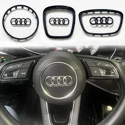 Audi A3 için A4 B8 8P B9 8V A5 A6 C7 A7 Q3 Q5 Q7 otomobil direksiyon Logo parlak çerçeve şerit elektroliz araba logosu Sticker