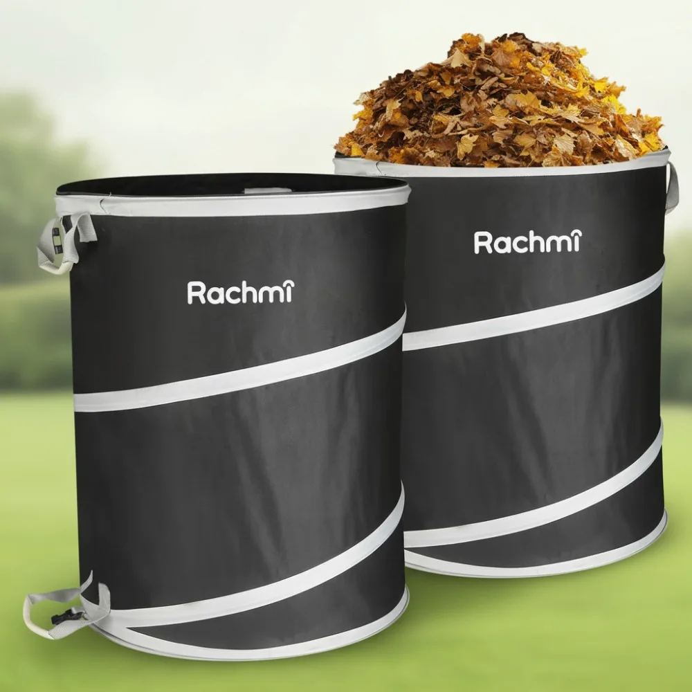 

40 Gallon Collapsible Trash Can 2-Pack | Reusable Outdoor Pop-Up Yard Waste Leaf Bag Garden Garbage Bin for Camping, Black