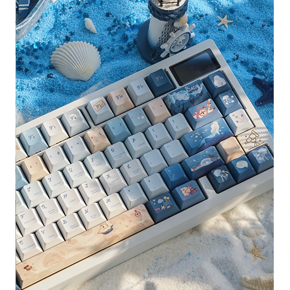 Imagem -03 - Navigation Chart Cherry Retro Ocean Pbt Keycap Oceano Azul Keycaps Faça Você Mesmo em Forma de l Enter Key Split Space Alice 138