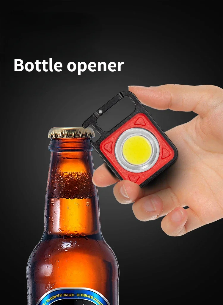 Mini torcia a LED luce da lavoro torcia tascabile portatile portachiavi USB ricaricabile per campeggio all'aperto cavatappi a luce piccola