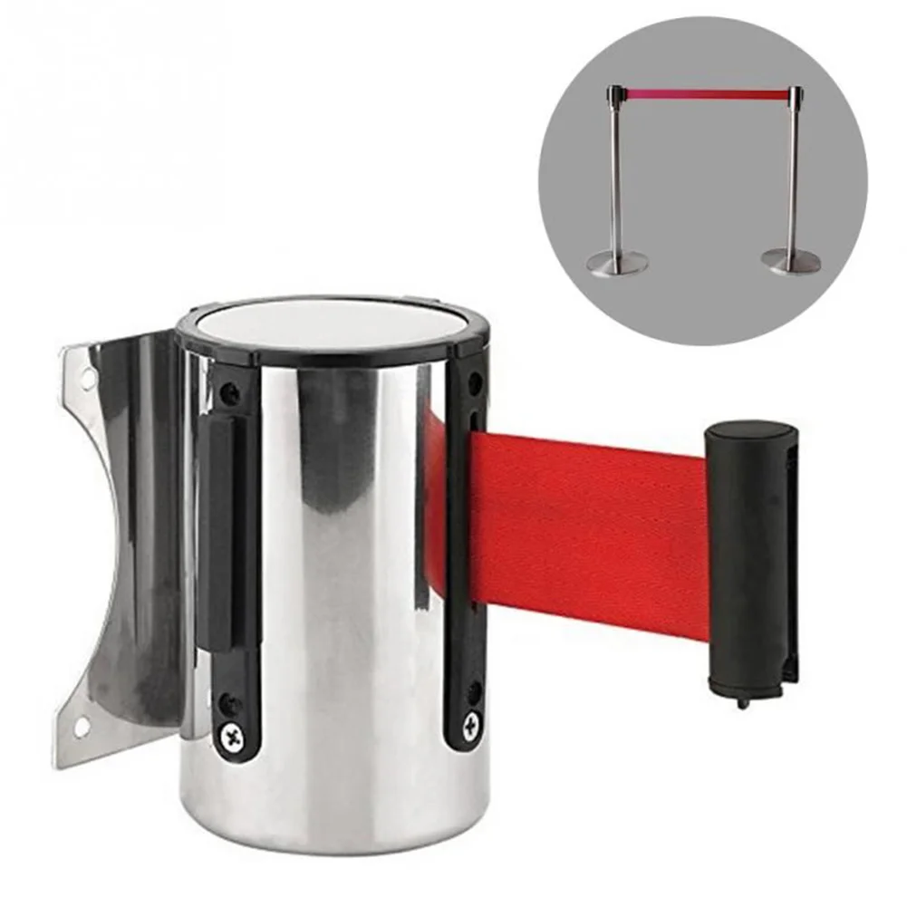 1pcs Stainless Stanchion Queue Retractable Tape Barrier Wall Mount Crowd Control 2m 3meter Length Tape Retail Tool Parts